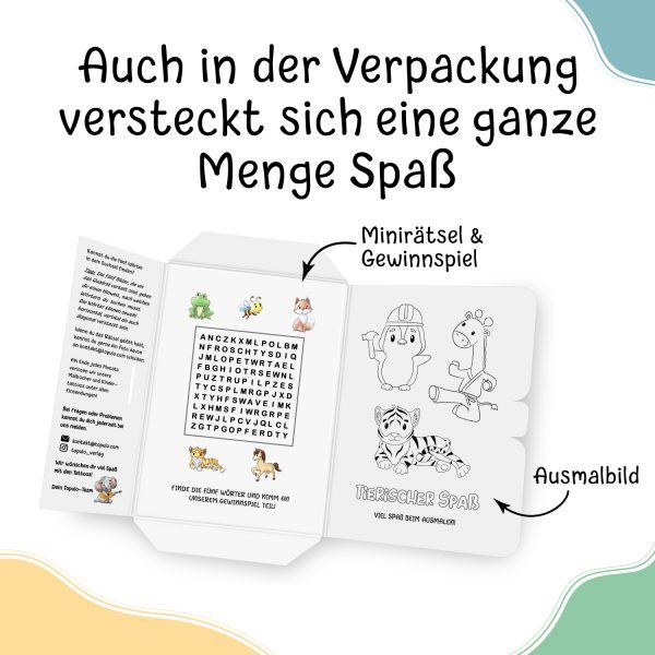 150 hautschonende Kindertattoos - Thema: Tierischer Spaß - 9 Tattoobögen im A6-Format - made in Germany – Bild 4